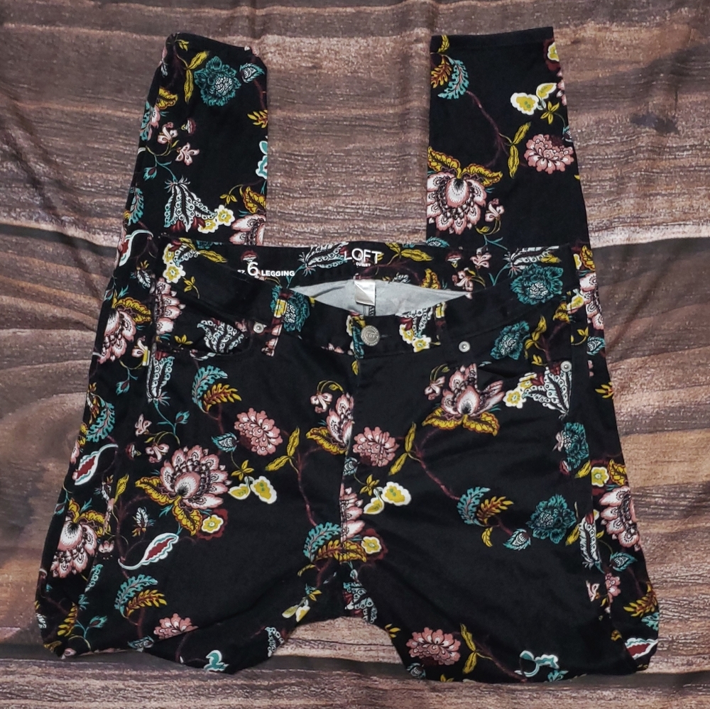 Loft Outlet Floral Pants Leggings Size 6